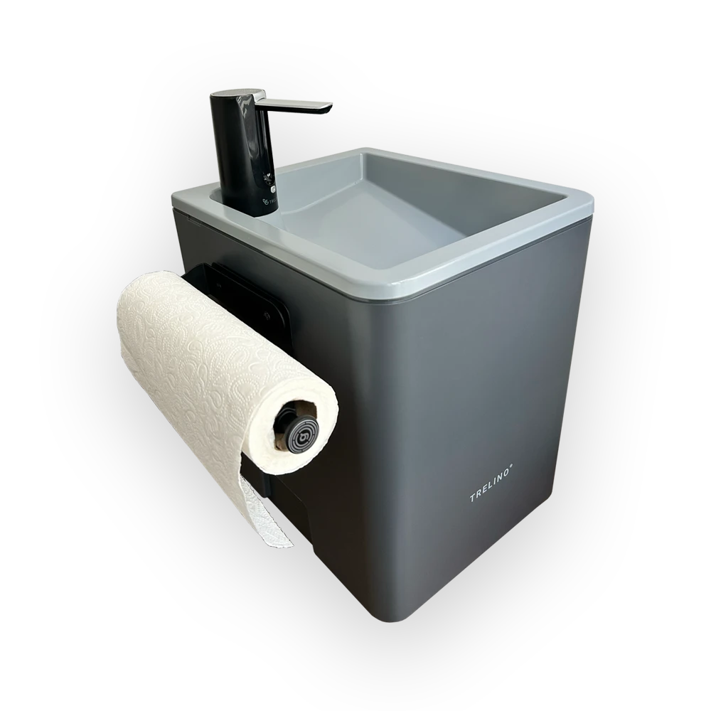 gelmags® Magnet-Küchenrollenhalter inkl. Metall-Leiste (schwarz) – Trelino® Composting Toilets