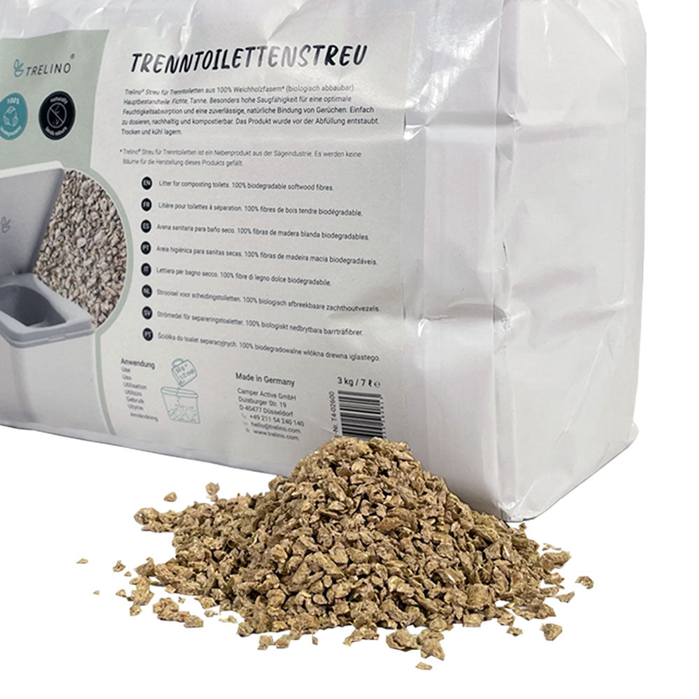 7L Trenntoilettenstreu aus Weichholzfasern mit Probe