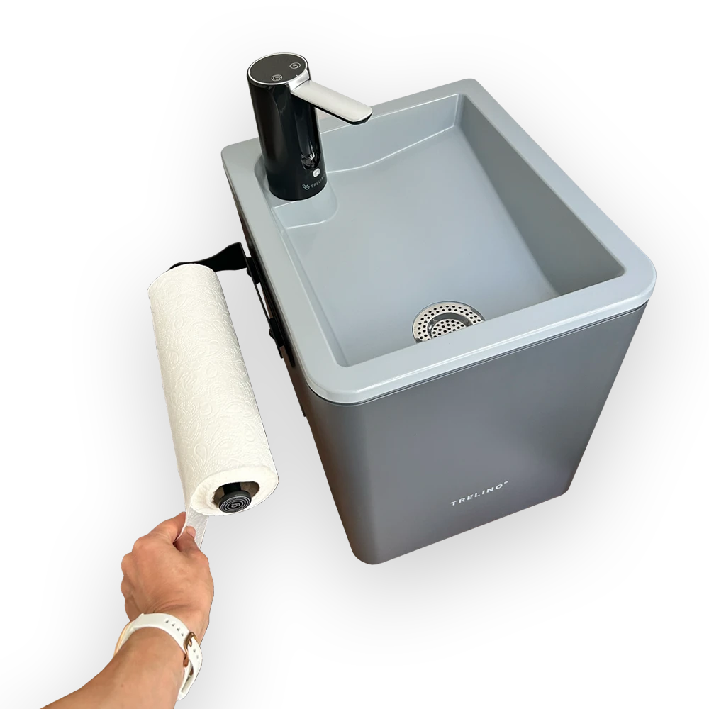 gelmags® Magnet-Küchenrollenhalter inkl. Metall-Leiste (schwarz) – Trelino® Composting Toilets