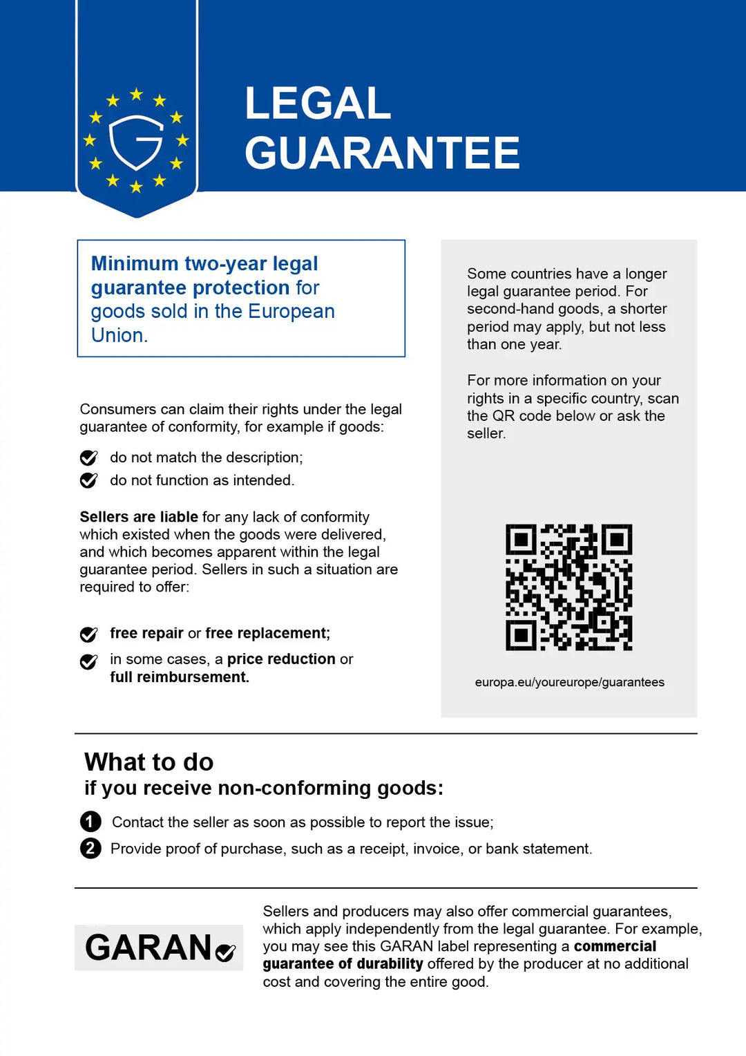 Legal Guaranteelabel