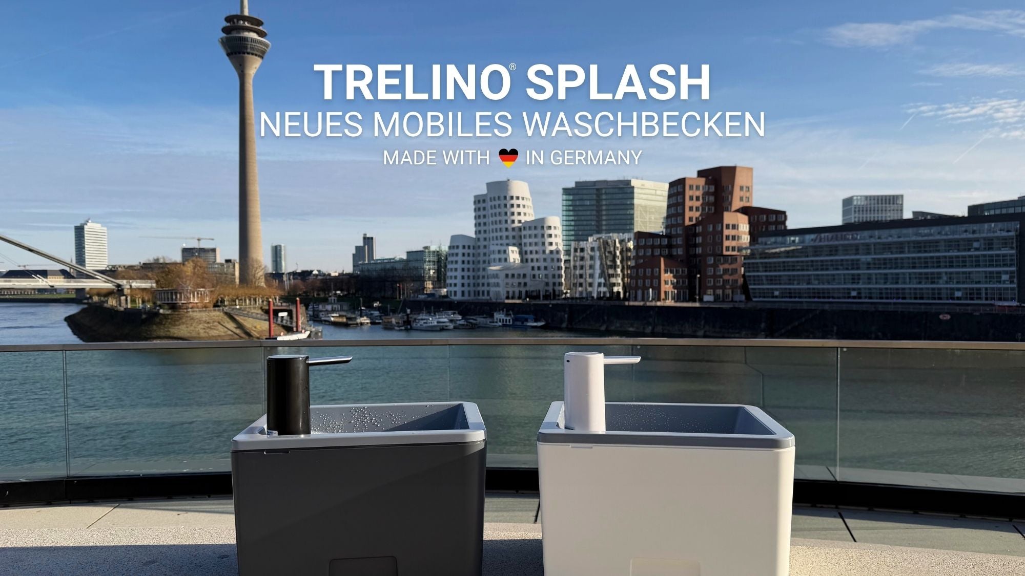 Mobiles Camping Waschbecken Trelino Splash mit elektrischer Pumpe für Outdoor Abenteuer