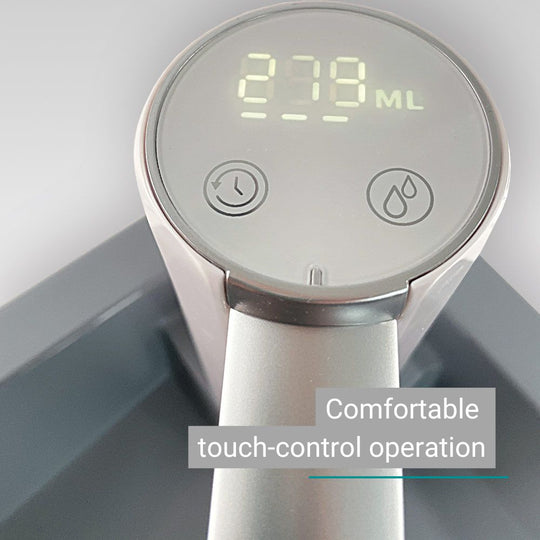 Mobile washbasin with touch control panel and digital display, modern camping washbasin.