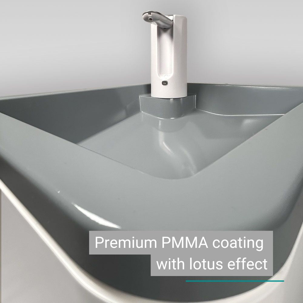 Mobile sink with premium PMMA coating and lotus effect for camping and outdoor use.