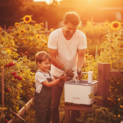 Outdoor-Waschbecken, das perfekte mobile Handwaschbecken im Garten.