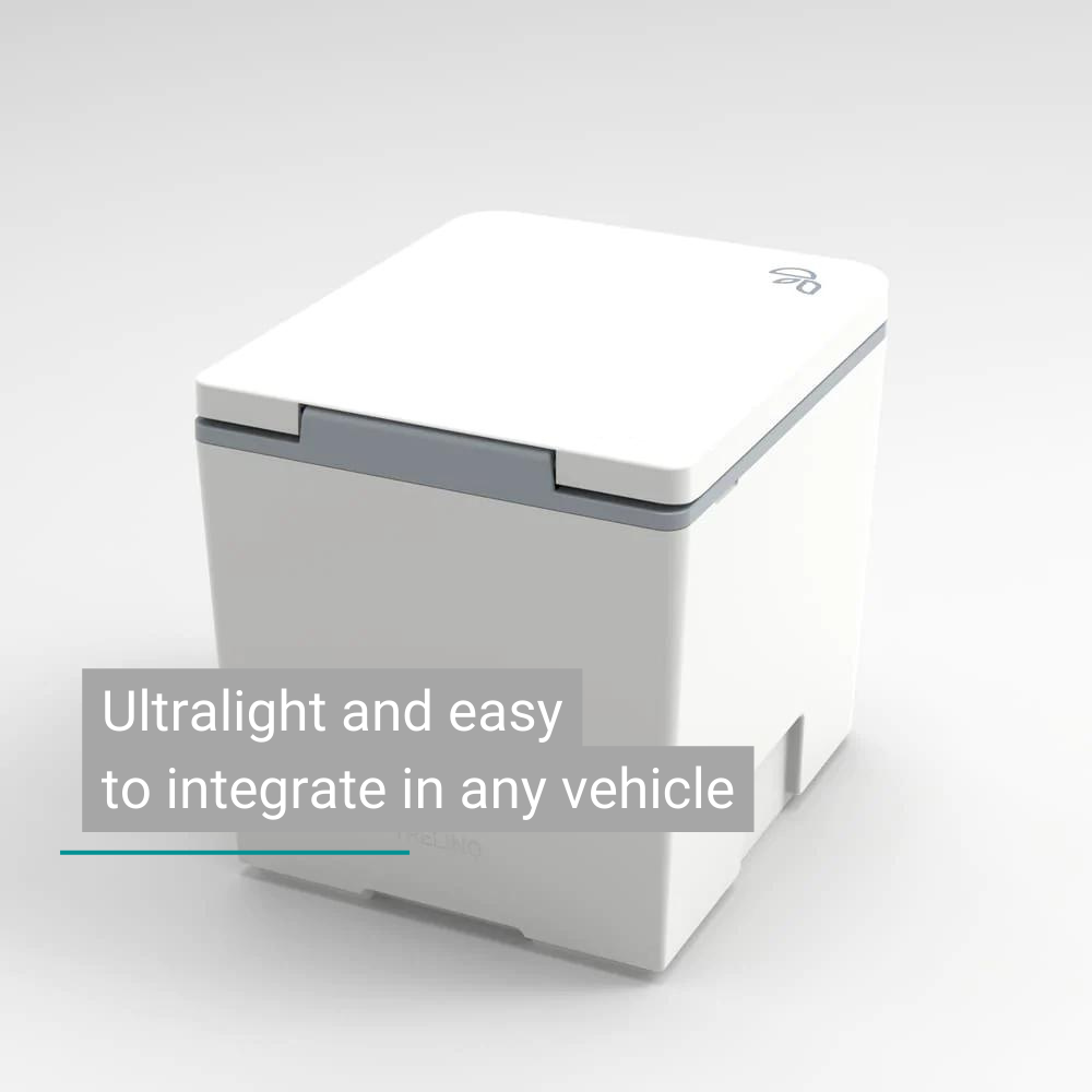 Compact white Trelino® Evo M composting toilet with clear lid and discreet design.