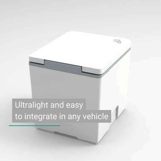 Compact white Trelino® Evo M composting toilet with clear lid and discreet design.