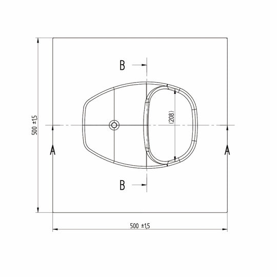 Technische Zeichnung weißer Trenneinsatz Trelino XL mit Maßen 500 x 415 mm.