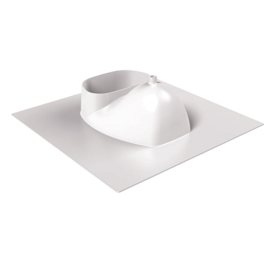Weißer Trenneinsatz aus Kunststoff mit breiter Grundplatte und Trennöffnung.