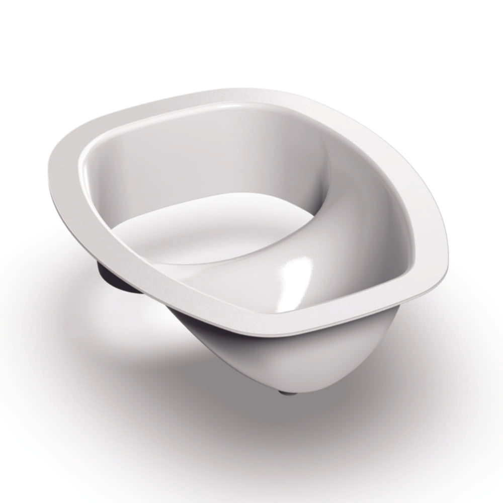 Weißer Trenneinsatz aus Kunststoff mit glatter Oberfläche und rundem Ausschnitt.